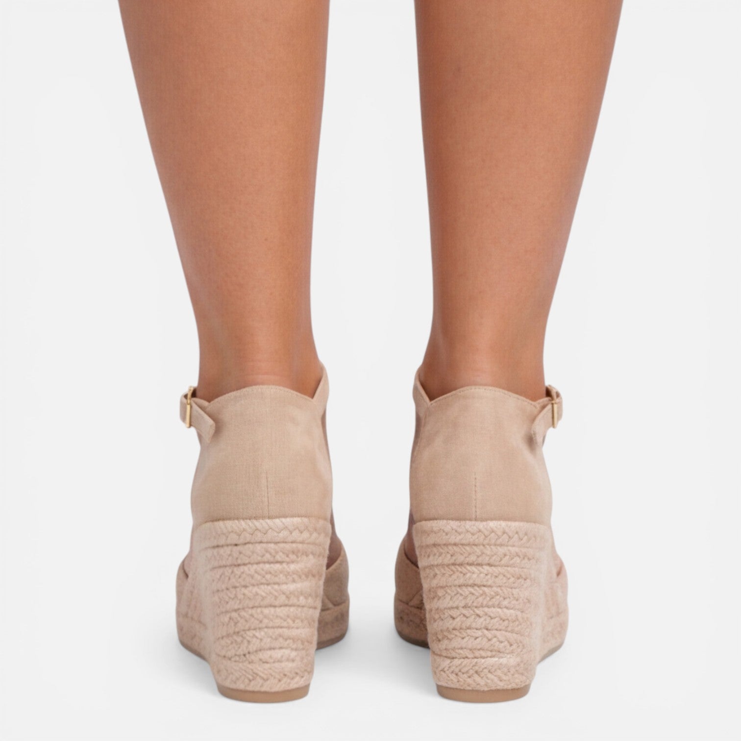 Sandalias de cuña para mujer con punta cerrada y correas al tobillo para verano
