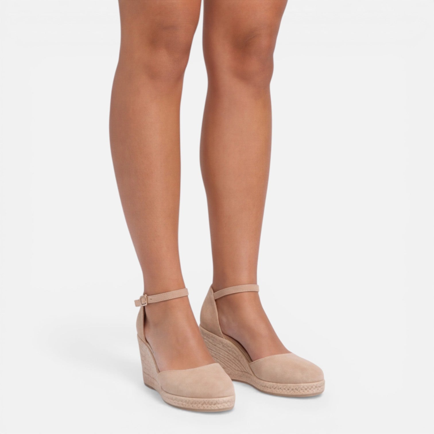 Sandalias de cuña para mujer con punta cerrada y correas al tobillo para verano