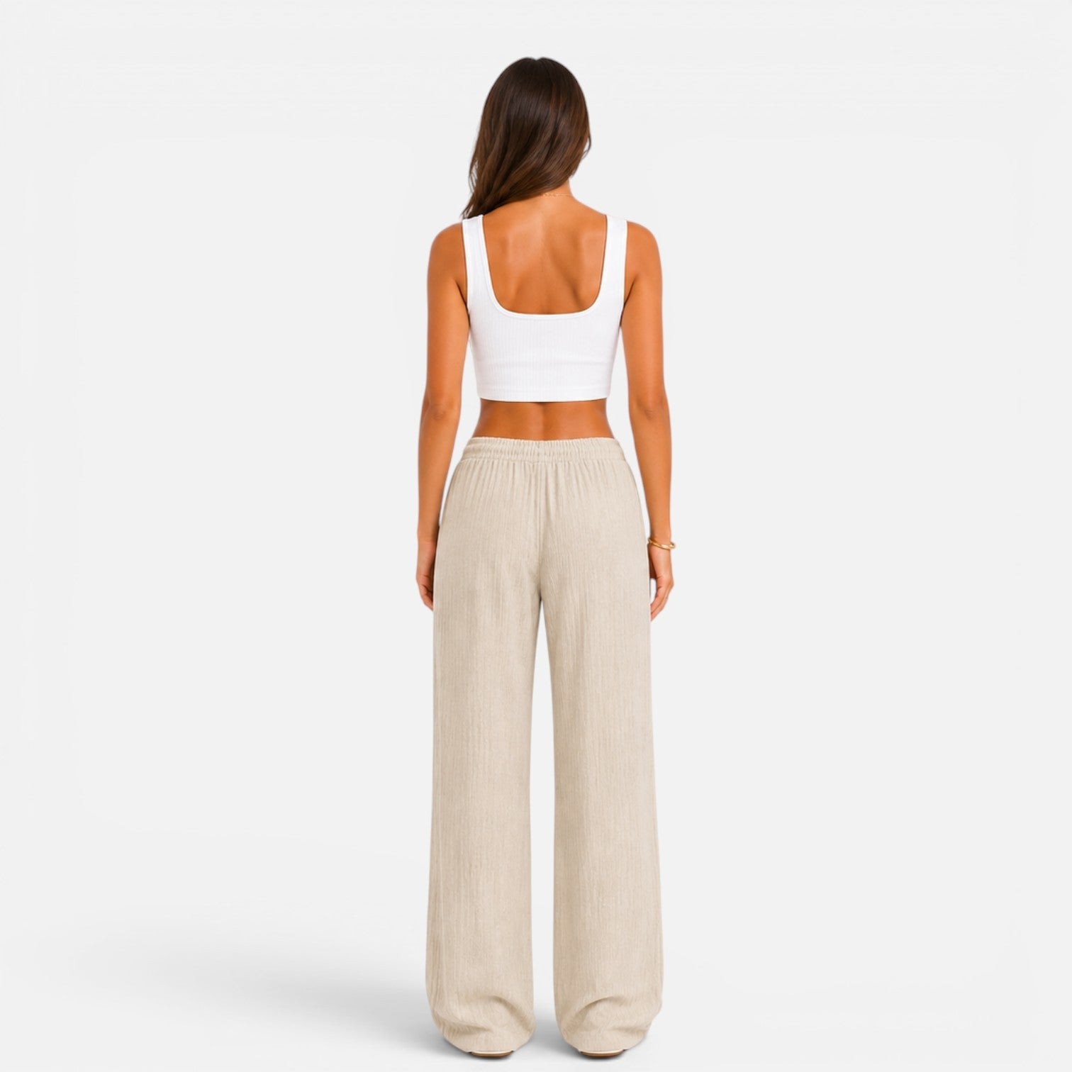 Pantalón ancho para mujer con cintura elástica, ajuste cómodo casual
